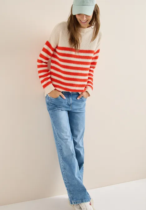 Sweter Bouclé w paski pearl beige Sweter Bouclé w paski pearl beige