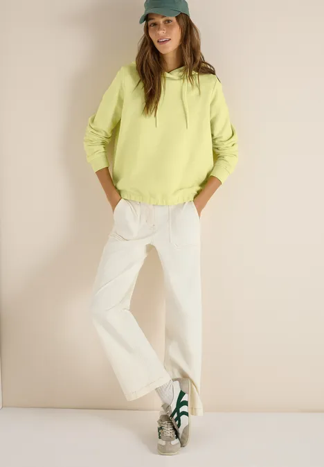 Hoodie met borduursel iced yellow