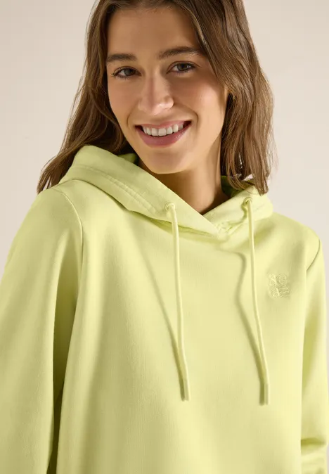 Hoodie met borduursel iced yellow
