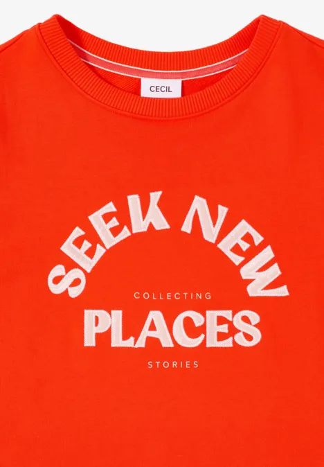 Embroidery Sweatshirt cherry tomato orange