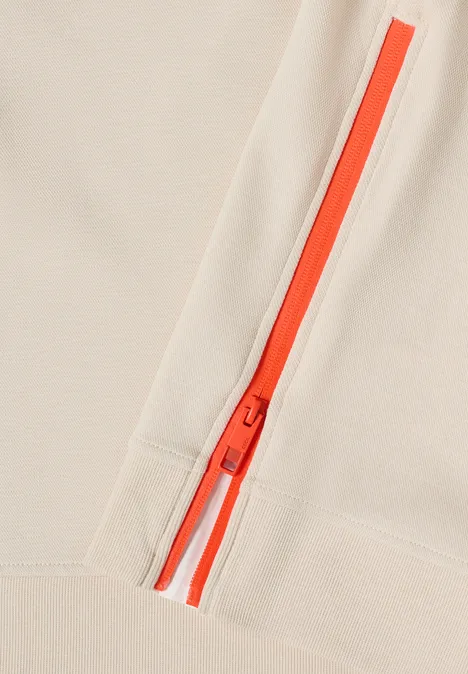 Hoodie mit Zipper-Details pearl beige