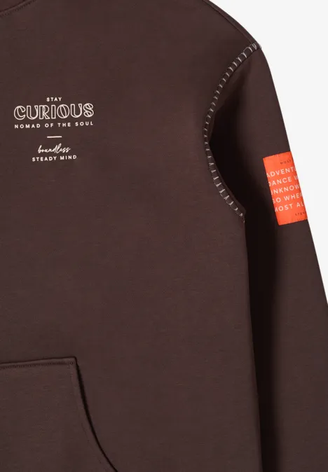 Hoodie met decoratieve stiksels macchiato brown Hoodie met decoratieve stiksels macchiato brown