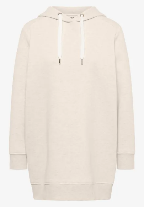Langer Hoodie pearl beige melange
