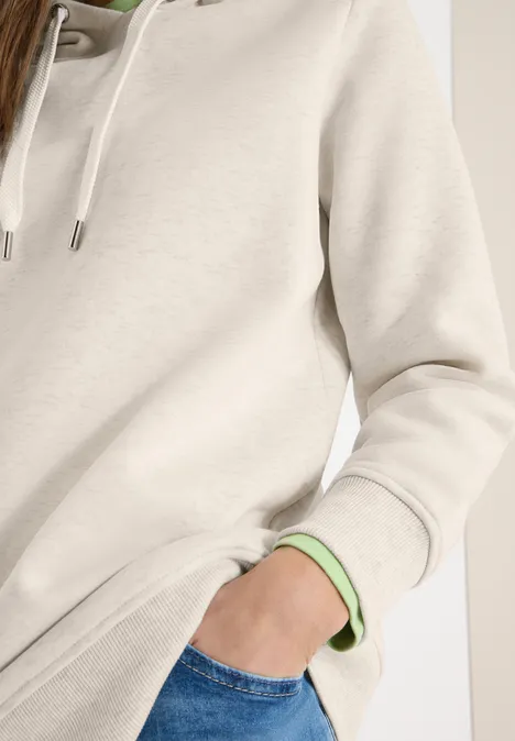 Lange hoodie pearl beige mel.