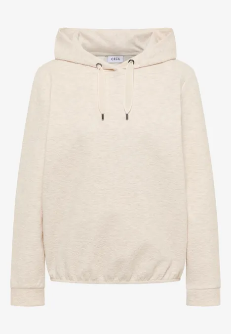 Hoodie met structuur pearl beige