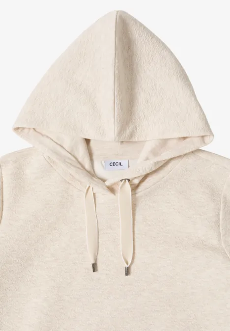 Hoodie met structuur pearl beige