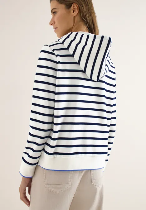 Gestreepte hoodie vanilla white