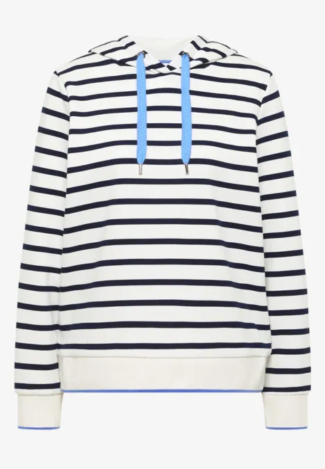 Gestreepte hoodie vanilla white