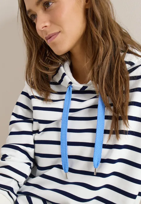 Gestreepte hoodie vanilla white