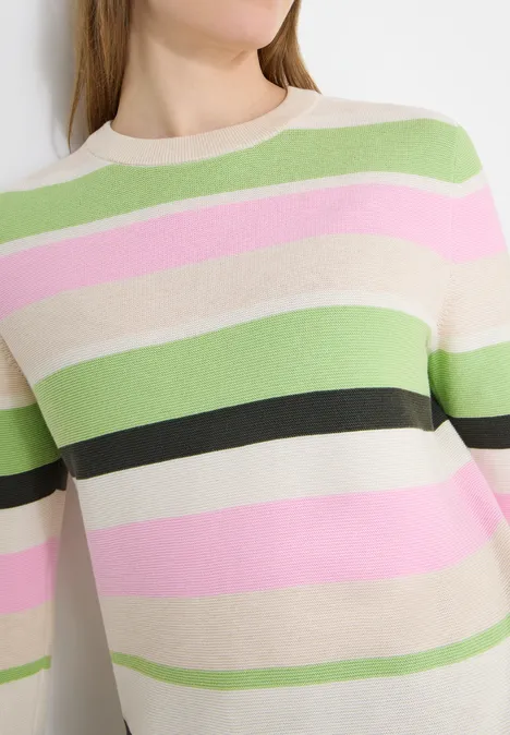 Gestreifter Pullover bamboo green