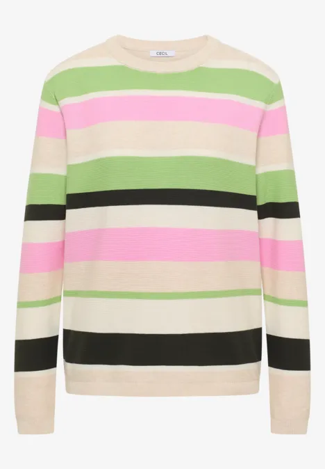 Gestreifter Pullover bamboo green