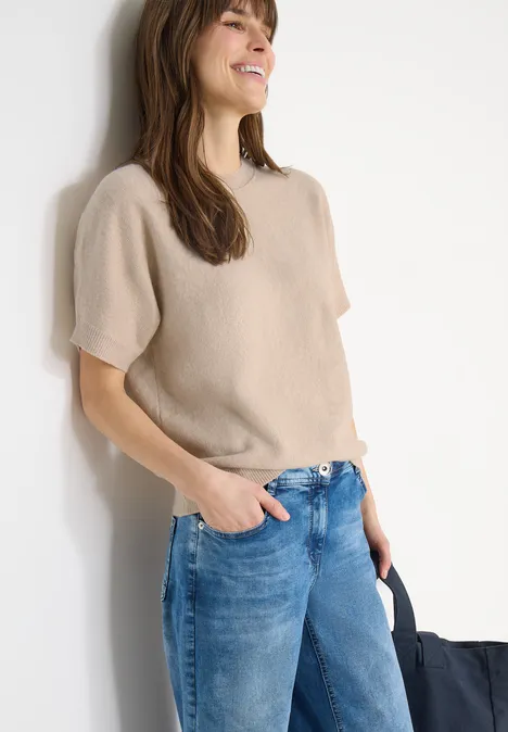 Trui in effen kleur desert beige melange Trui in effen kleur desert beige melange