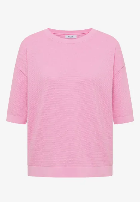 Sweter z krótkim rękawem i strukturą light blush rose Sweter z krótkim rękawem i strukturą light blush rose