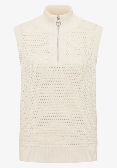 Gehaakt vest raw sand beige