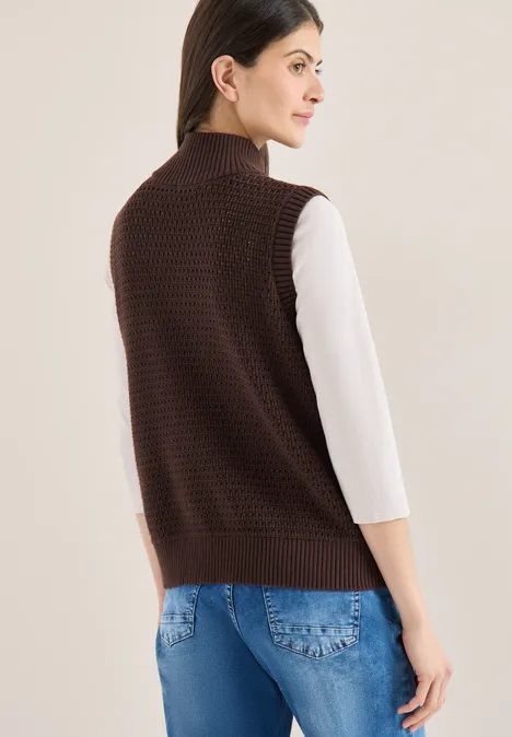 Gehaakt vest macchiato brown