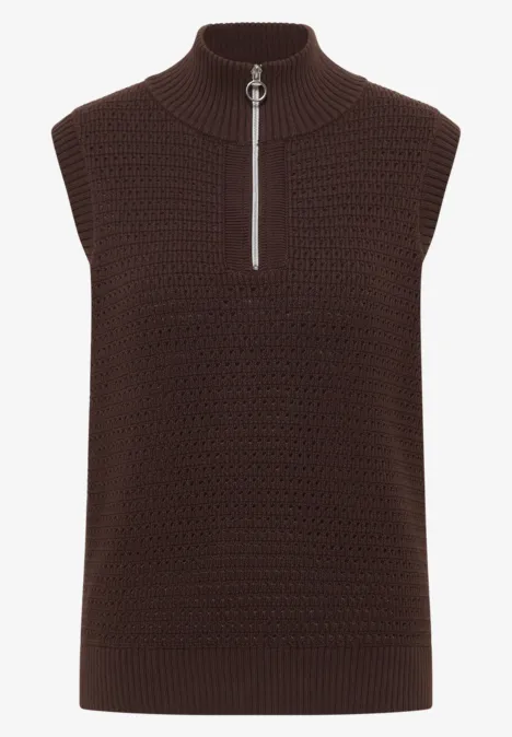 Gehaakt vest macchiato brown