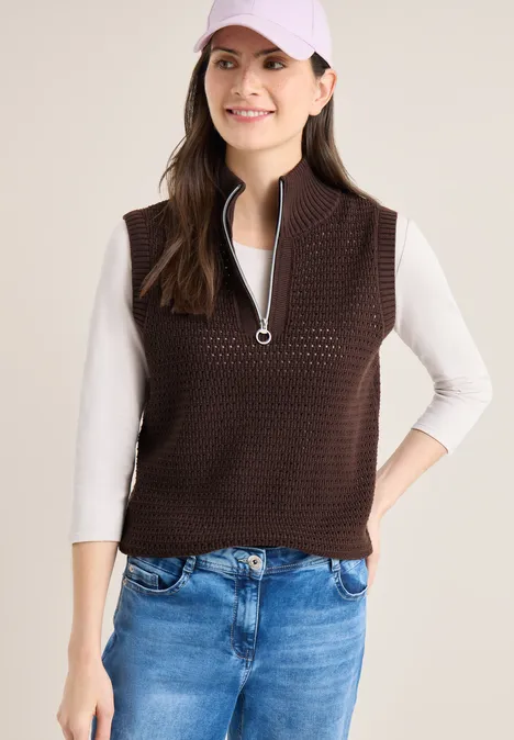 Gehaakt vest macchiato brown