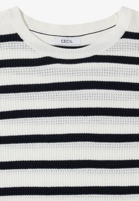 Trui met korte mouwen, textuur en strepen universal blue