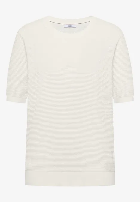 Pull à manches courtes structuré raw sand beige