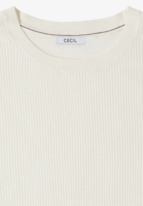 Kurzarm Pullover mit Struktur raw sand beige
