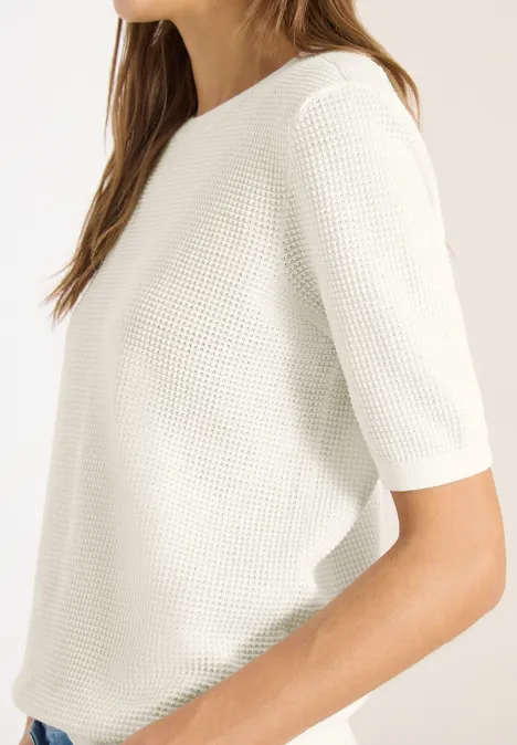 Kurzarm Pullover mit Struktur raw sand beige