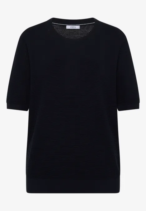 Sweter z krótkim rękawem i strukturą universal blue