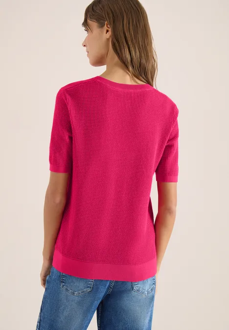 Kurzarm Pullover mit Struktur beetroot pink