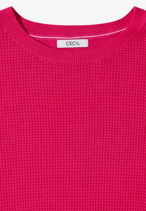 Kurzarm Pullover mit Struktur beetroot pink