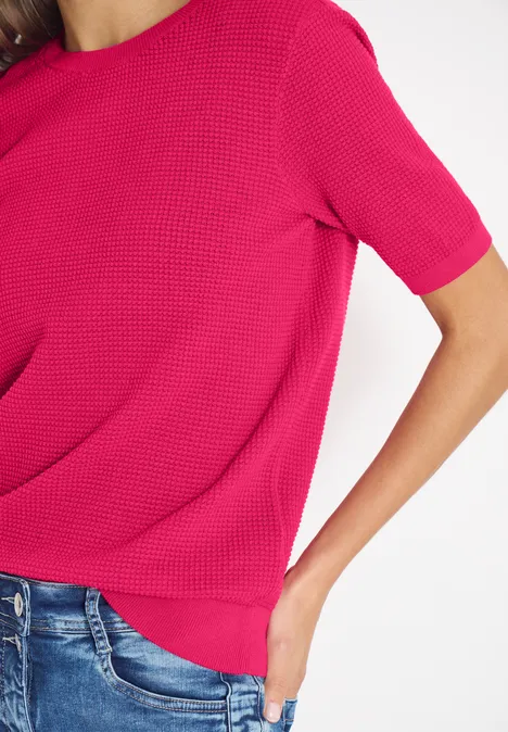 Kurzarm Pullover mit Struktur beetroot pink