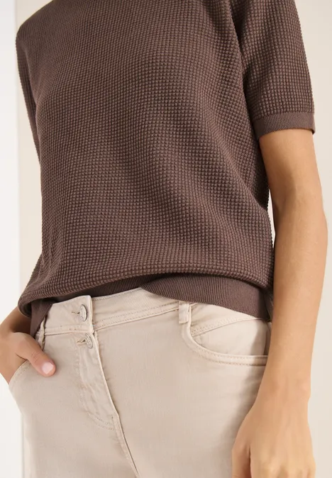 Sweter z krótkim rękawem i strukturą urban taupe