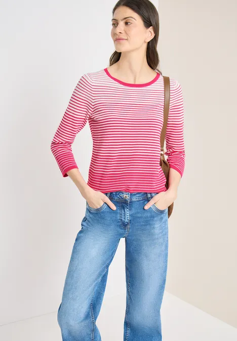 Gestreifter Pullover beetroot pink
