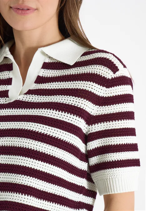 Poloshirt met korte mouwen in meshkwaliteit sweet grape red