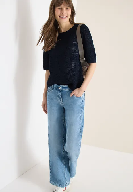 Trui met korte mouwen en structuur universal blue