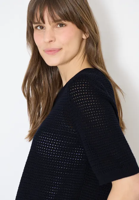 Trui met korte mouwen en structuur universal blue