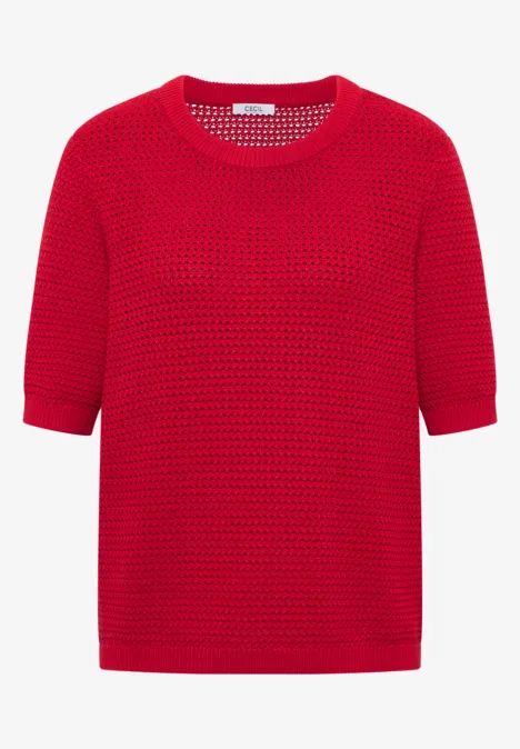 Pull à manches courtes structuré glazed apple red