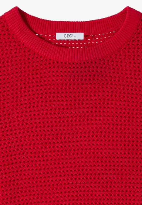 Pull à manches courtes structuré glazed apple red