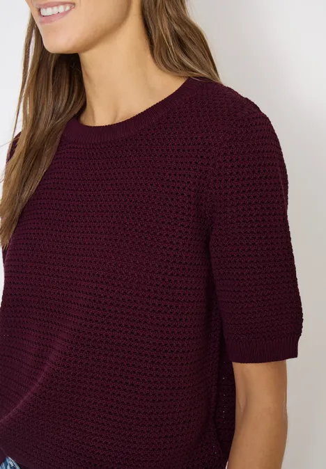 Kurzarm Pullover mit Struktur sweet grape red