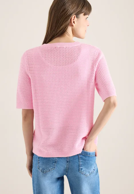Pull à manches courtes structuré light blush rose