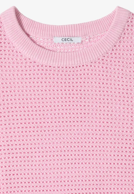 Pull à manches courtes structuré light blush rose