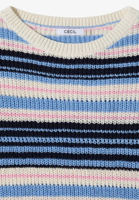 Pull à manches courtes en fil de ruban universal blue Pull à manches courtes en fil de ruban universal blue