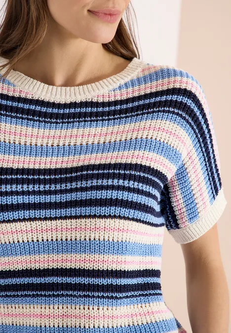 Pull à manches courtes en fil de ruban universal blue Pull à manches courtes en fil de ruban universal blue