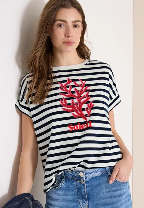 Sweat-shirt à manches courtes et larges rayures universal blue