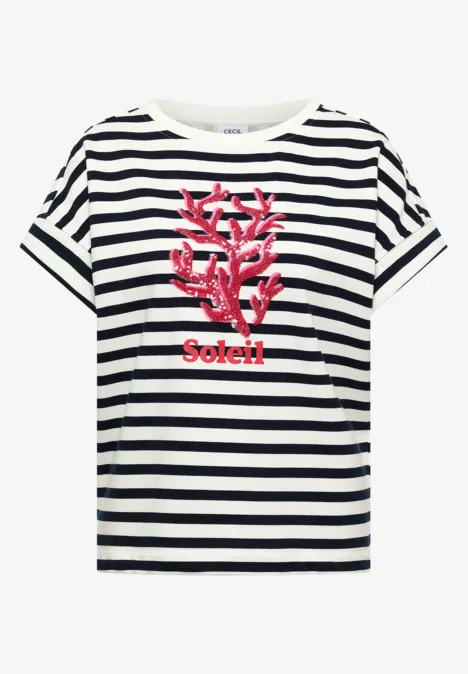 Sweat-shirt à manches courtes et larges rayures universal blue