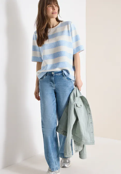 Sweat-shirt à manches courtes et à rayures light sky blue