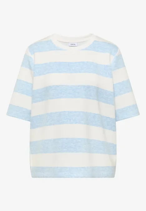 Sweat-shirt à manches courtes et à rayures light sky blue