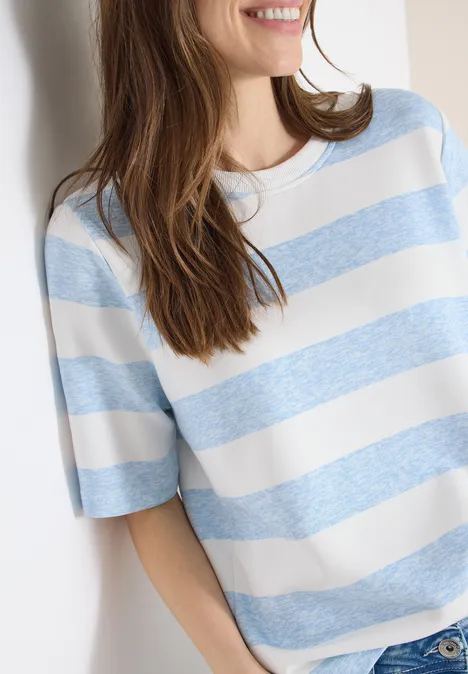 Sweat-shirt à manches courtes et à rayures light sky blue