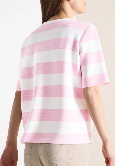 Sweat-shirt à manches courtes et à rayures light blush rose