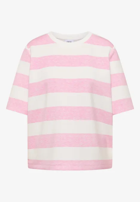 Sweat-shirt à manches courtes et à rayures light blush rose