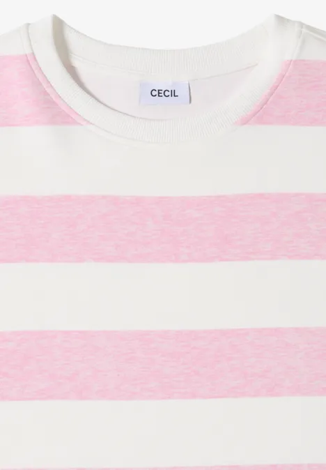 Sweat-shirt à manches courtes et à rayures light blush rose