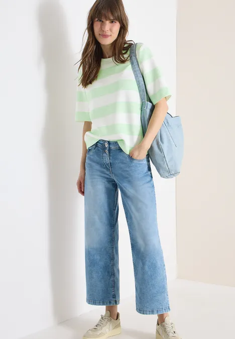 Sweat-shirt à manches courtes et à rayures juicy lime